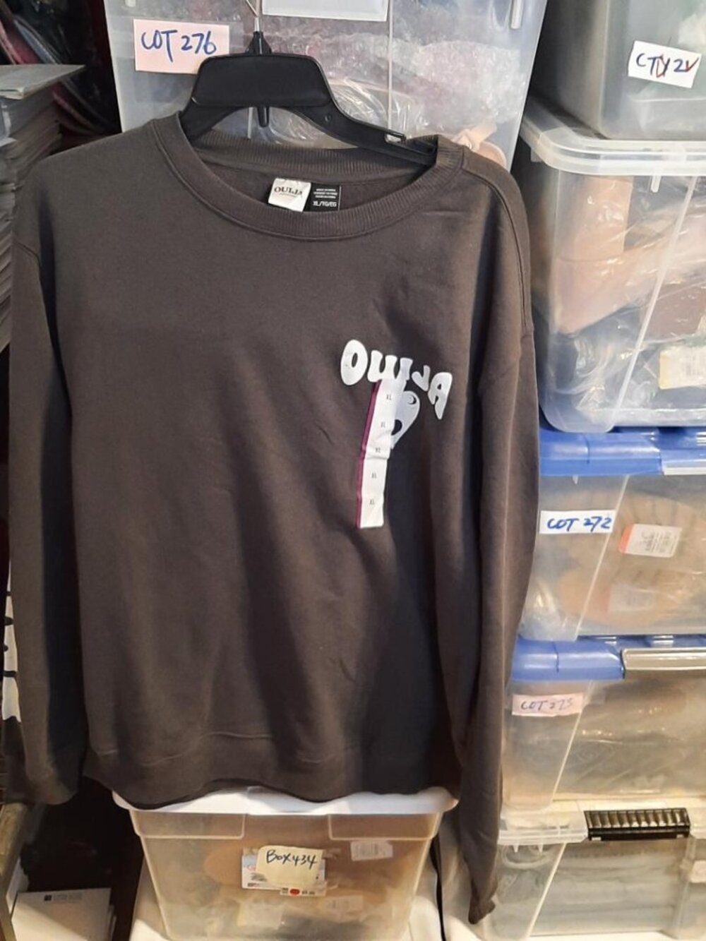 NEW ! Ouija Ghost Graphic Pullover Sweater Halloween Black Sz XL